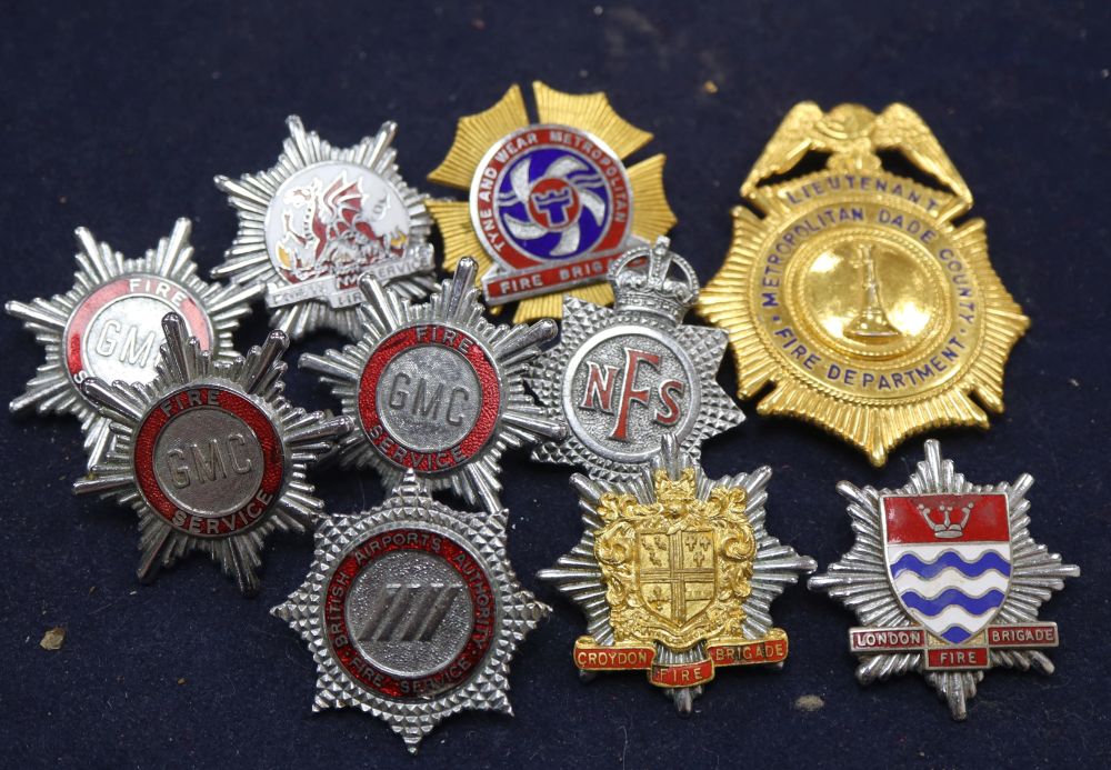 A collection of Fire Brigade badges